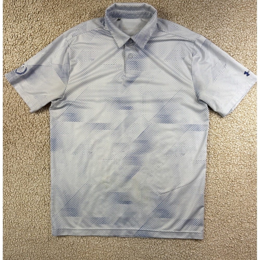 Under Armour Men's HeatGear Golf Polo Shirt Blue Geometrix Jacquard Size Medium